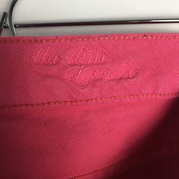 7 For All Mankind Jeans The Slim Cigarette Distressed Peony Pink - Picture 10 of 12